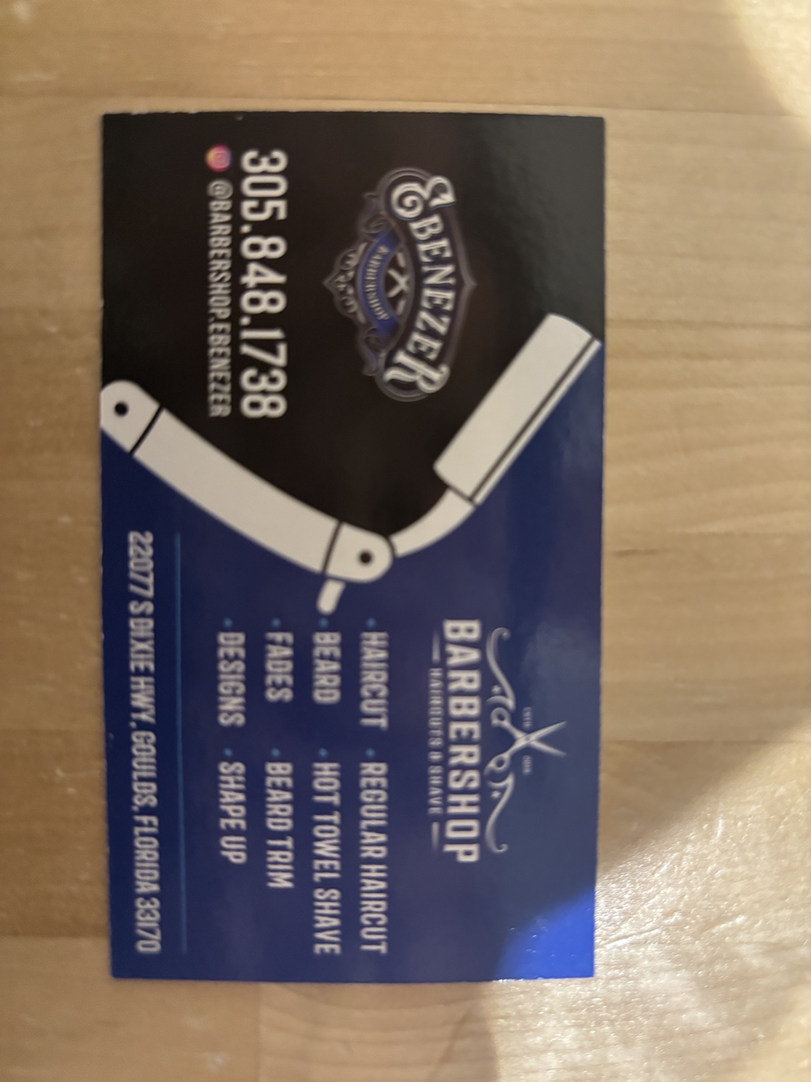 Ebenezer Barbershop card